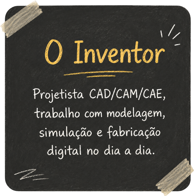 O Inventor: projetista CAD/CAM/CAE, trabalho com modelagem, simulação e fabricação digital no dia a dia.