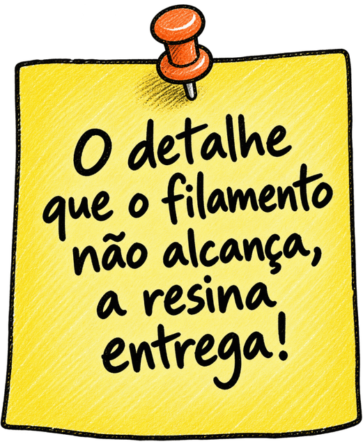 Post-it: O detalhe que o filamento não alcança, a resina entrega!